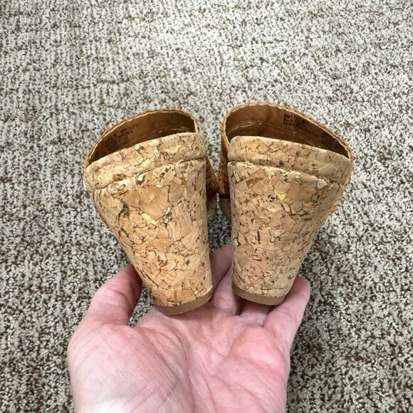 Dana Buchman VGUC Braided Brown Faux Leather Cork Look Wedge Sandals size 7.5 - Picture 5 of 8